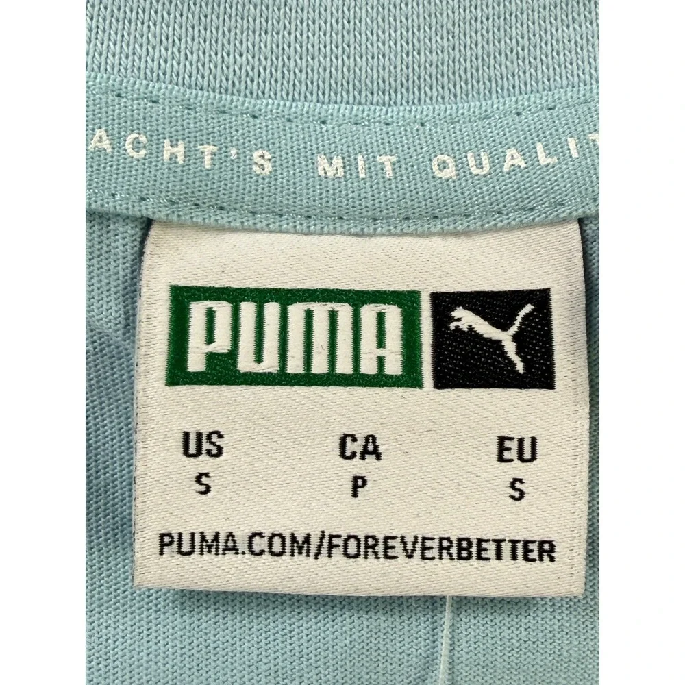 Puma Men's T-Shirt Small Blue Big Logo Graphic Crew Neck Short Sleeve NWT